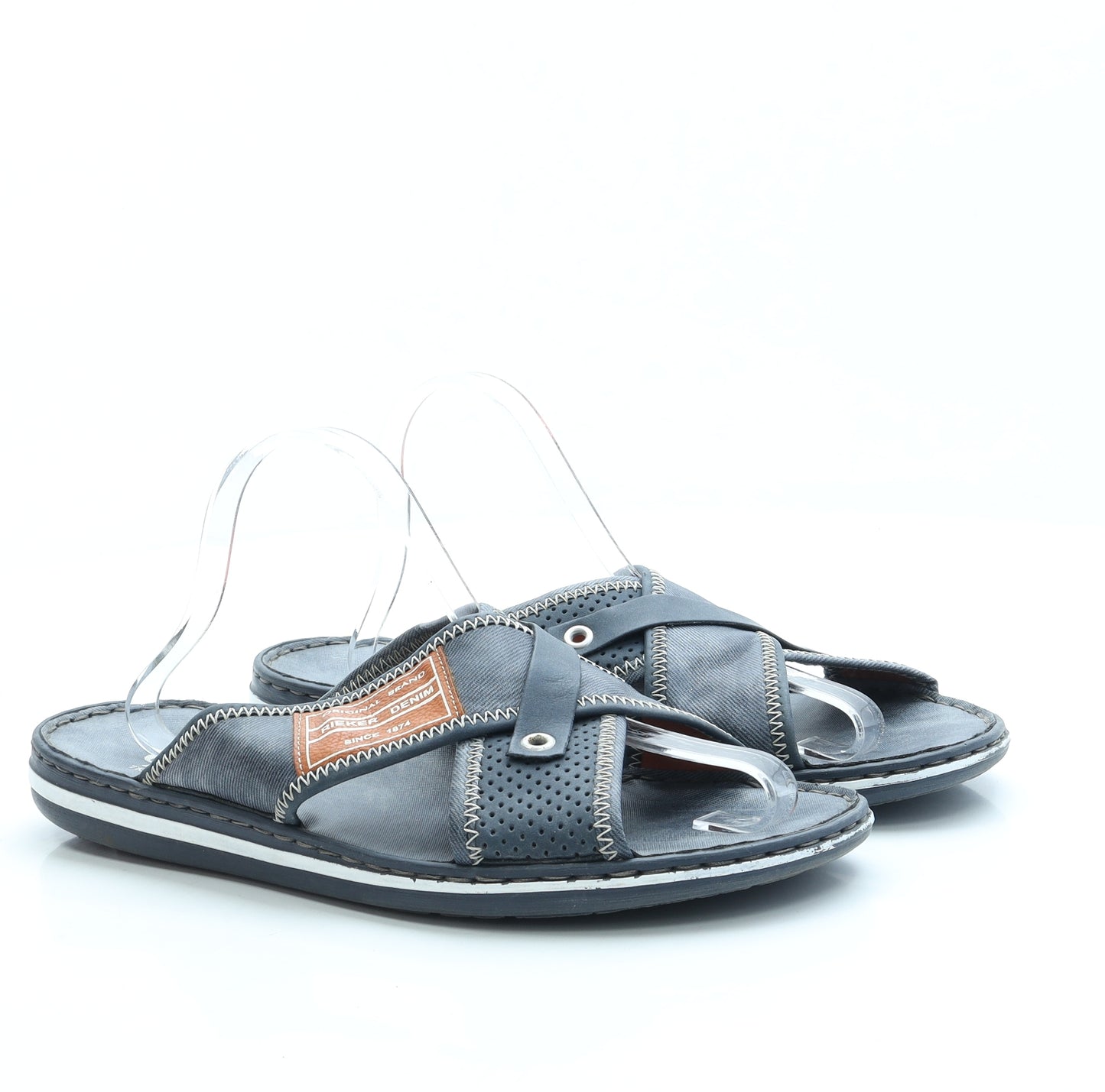 Rieker Mens Blue Polyester Slip On Sandal UK 10.5