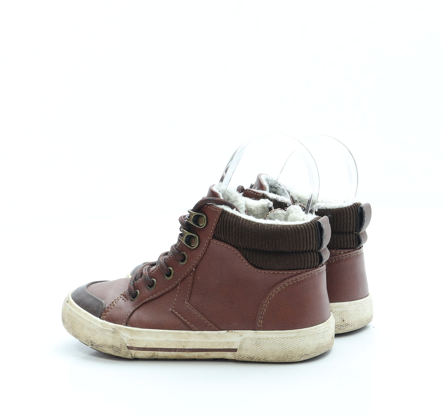 Preworn Boys Brown Leather Trainer UK 12