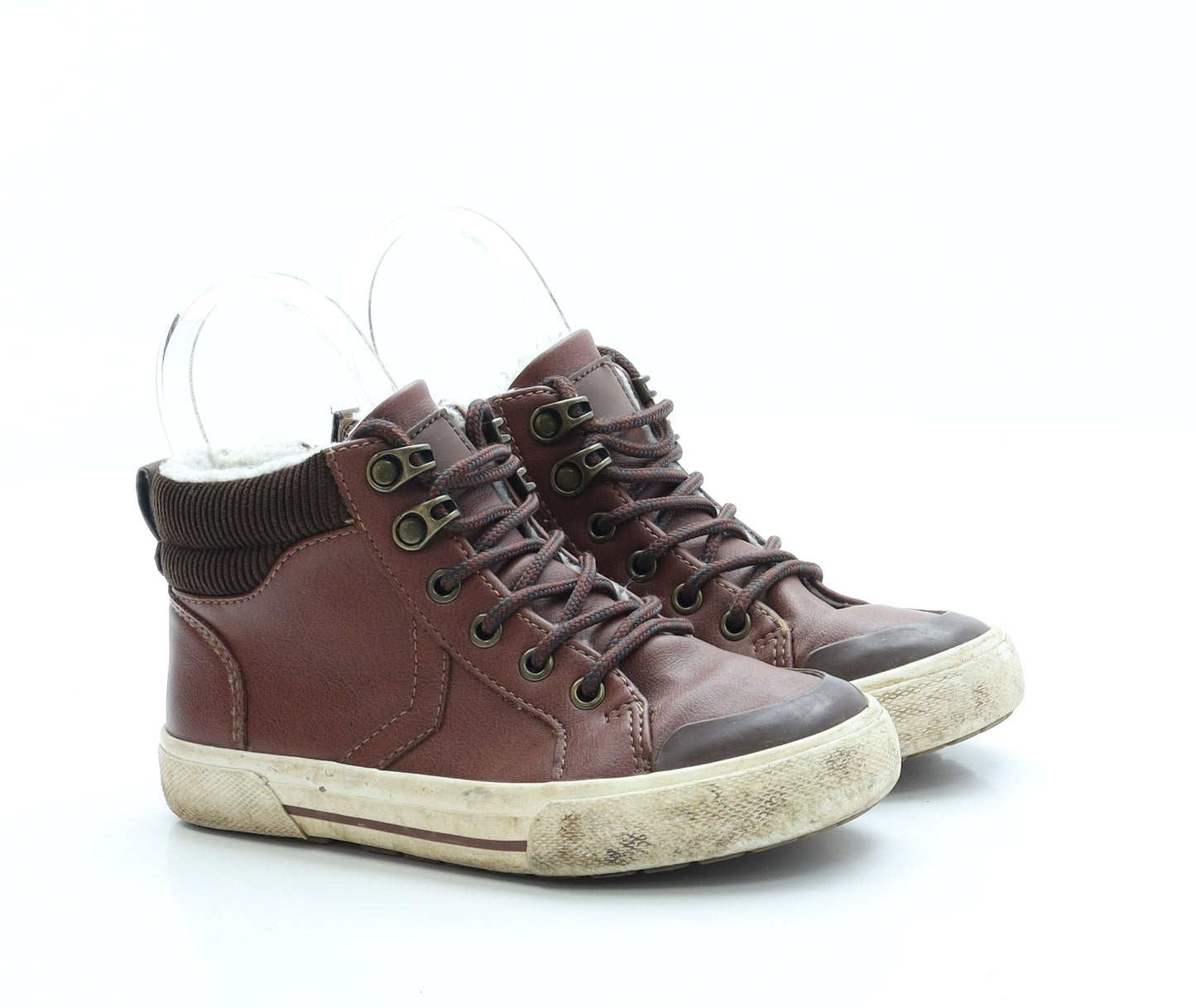 Preworn Boys Brown Leather Trainer UK 12