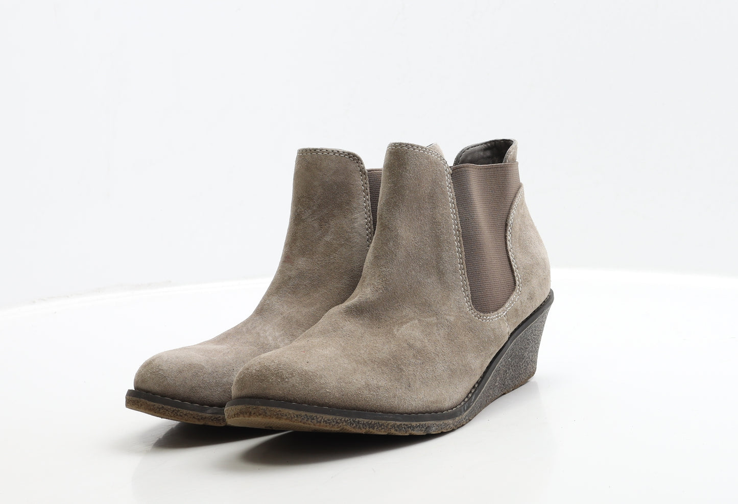 George Womens Beige Faux Suede Chelsea Boot UK 7