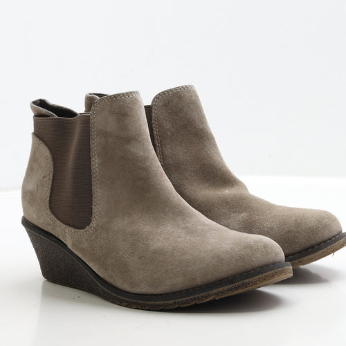 George Womens Beige Faux Suede Chelsea Boot UK 7