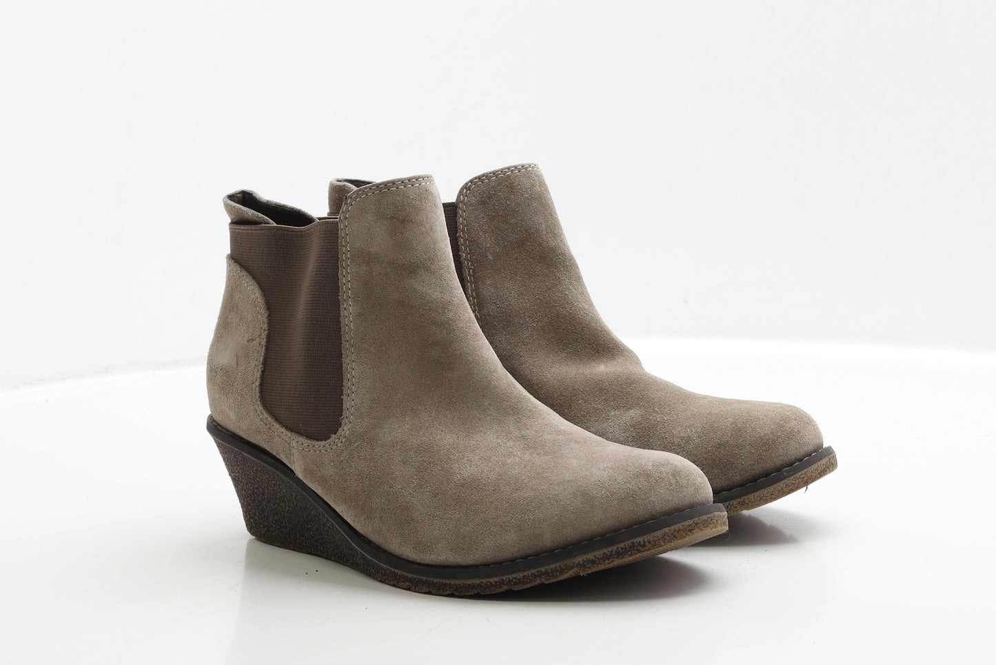 George Womens Beige Faux Suede Chelsea Boot UK 7