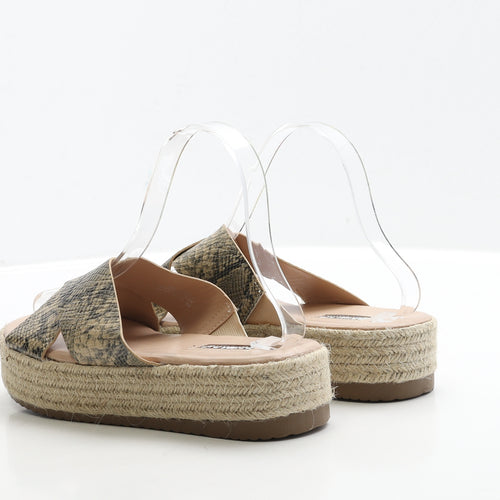 Primark Womens Brown Animal Print Polyester Slip On Sandal UK 4 37