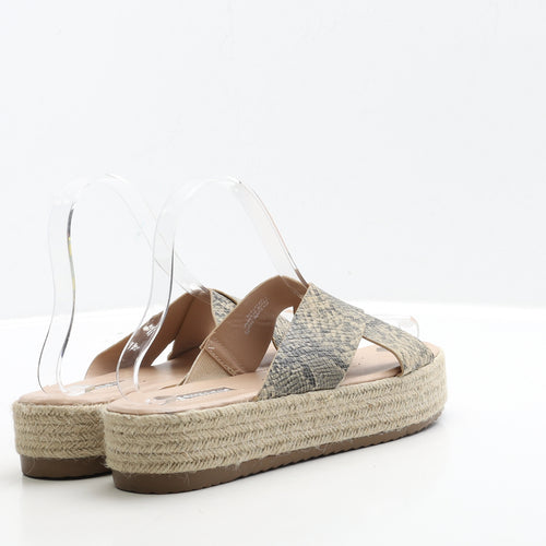 Primark Womens Brown Animal Print Polyester Slip On Sandal UK 4 37