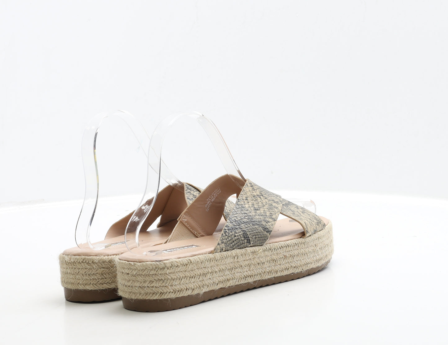 Primark Womens Brown Animal Print Polyester Slip On Sandal UK 4 37