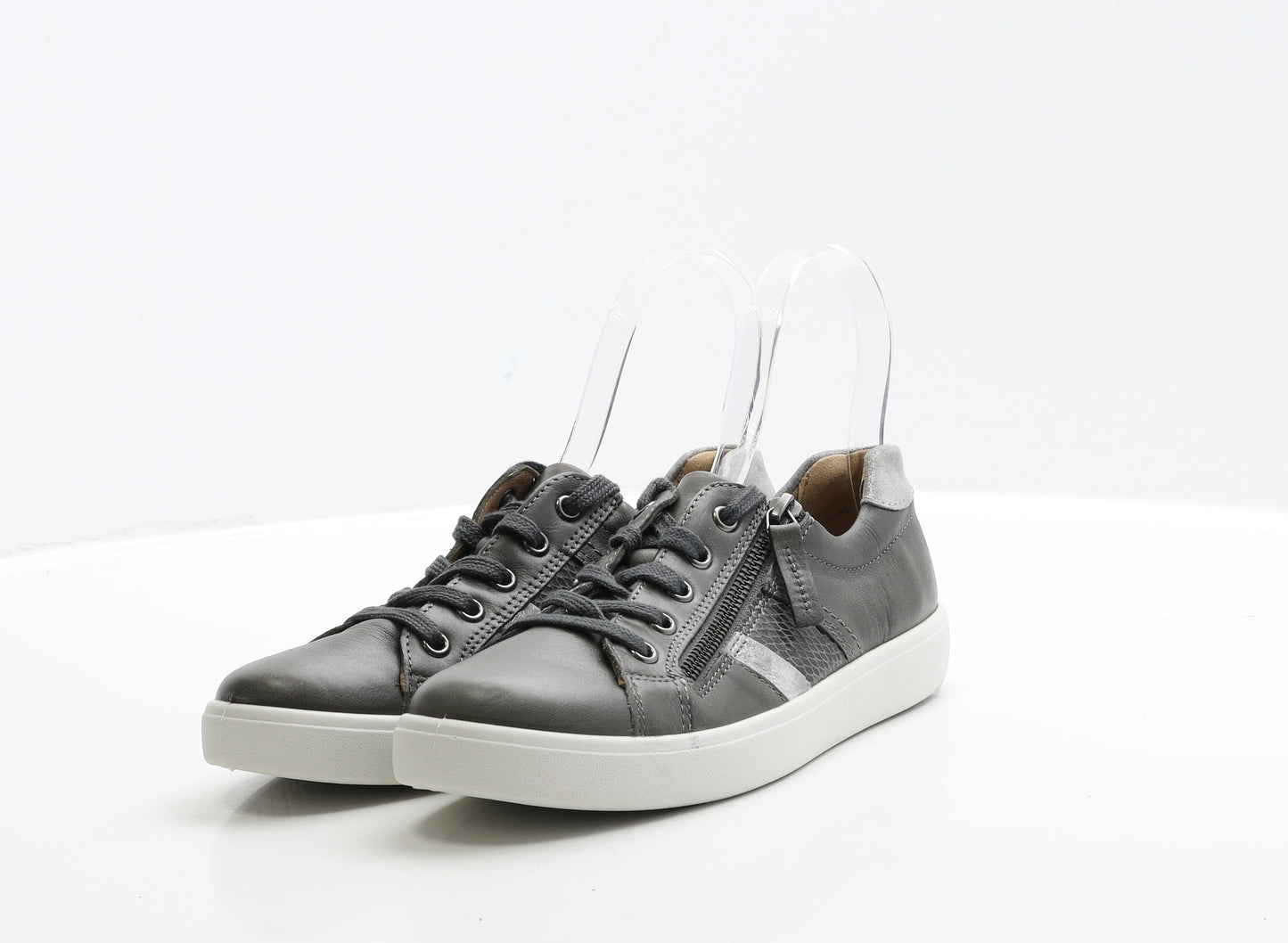 Hotter Womens Grey Leather Trainer UK 5