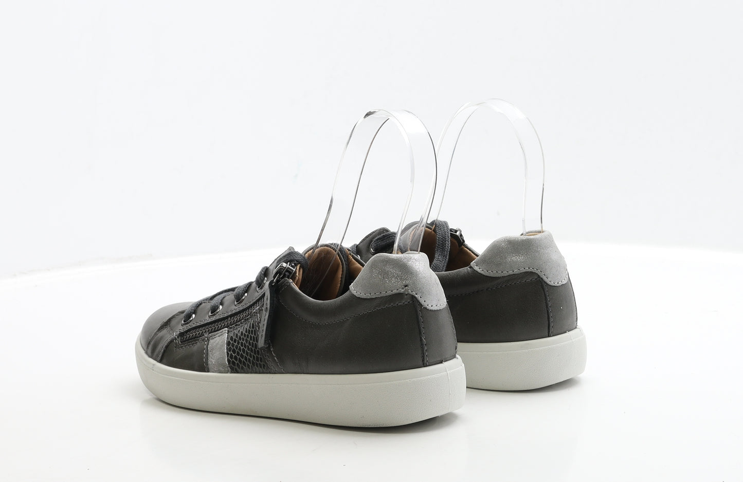 Hotter Womens Grey Leather Trainer UK 5