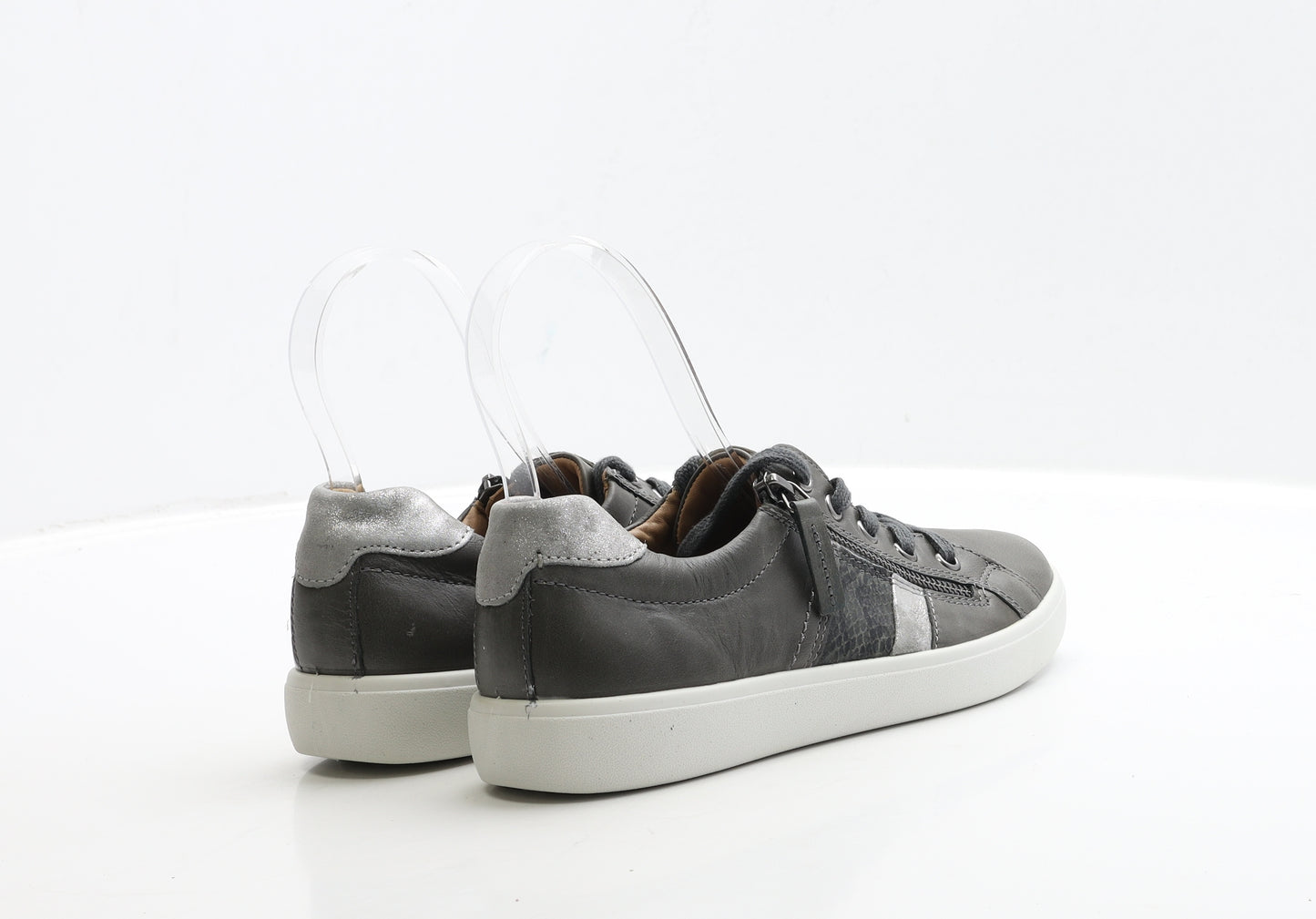 Hotter Womens Grey Leather Trainer UK 5