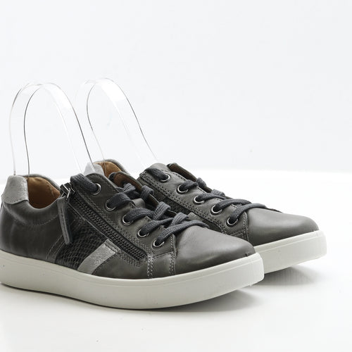 Hotter Womens Grey Leather Trainer UK 5