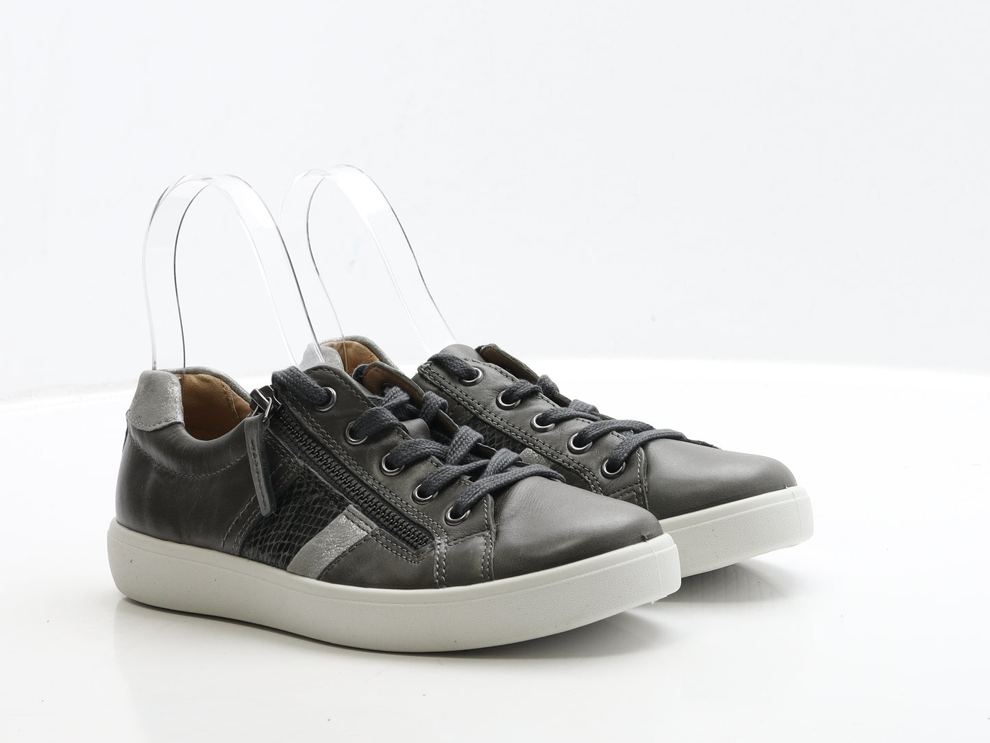 Hotter Womens Grey Leather Trainer UK 5