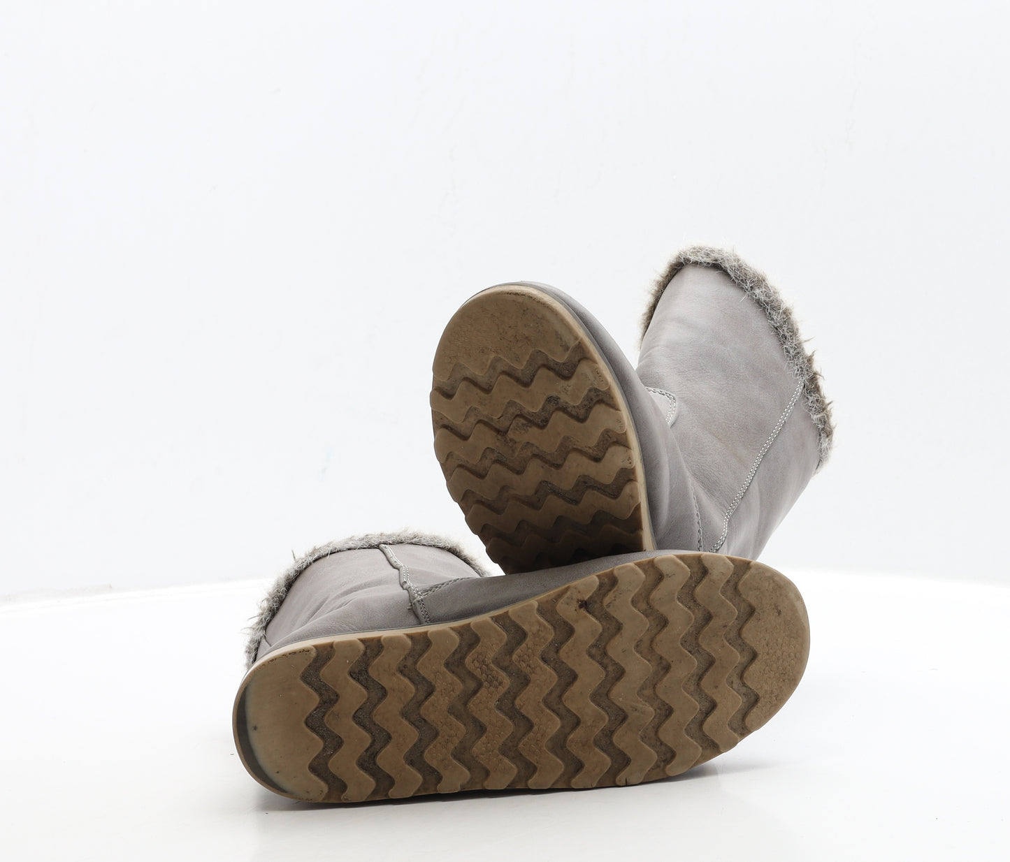 Dunnes Stores Girls Grey Leather Shearling Style Boot UK 1 33