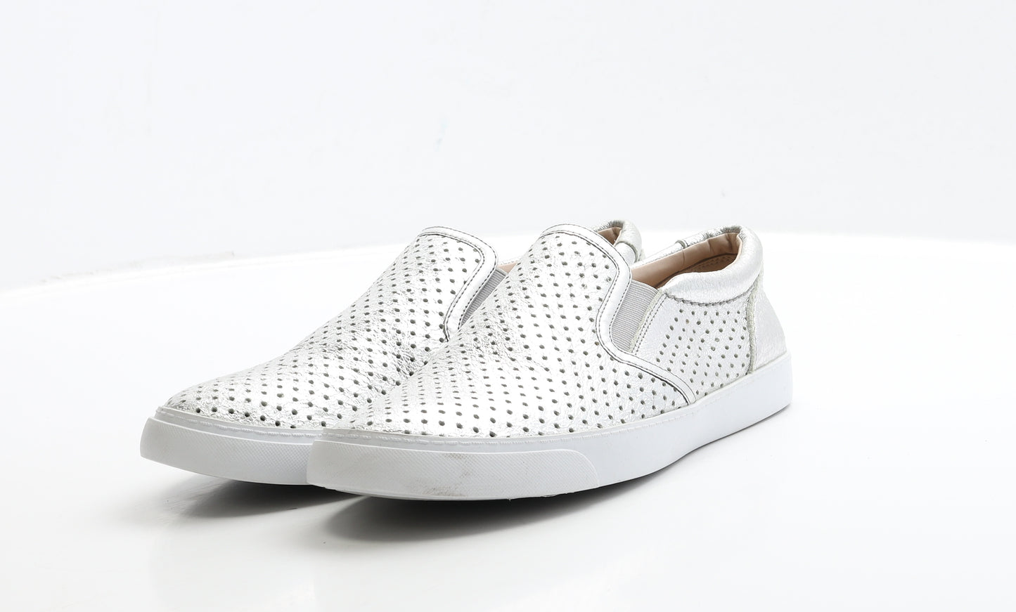 Clarks Womens Silver Leather Loafer Flat UK 6.5 40