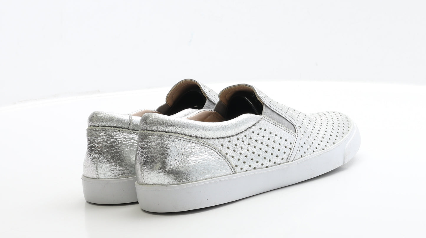Clarks Womens Silver Leather Loafer Flat UK 6.5 40