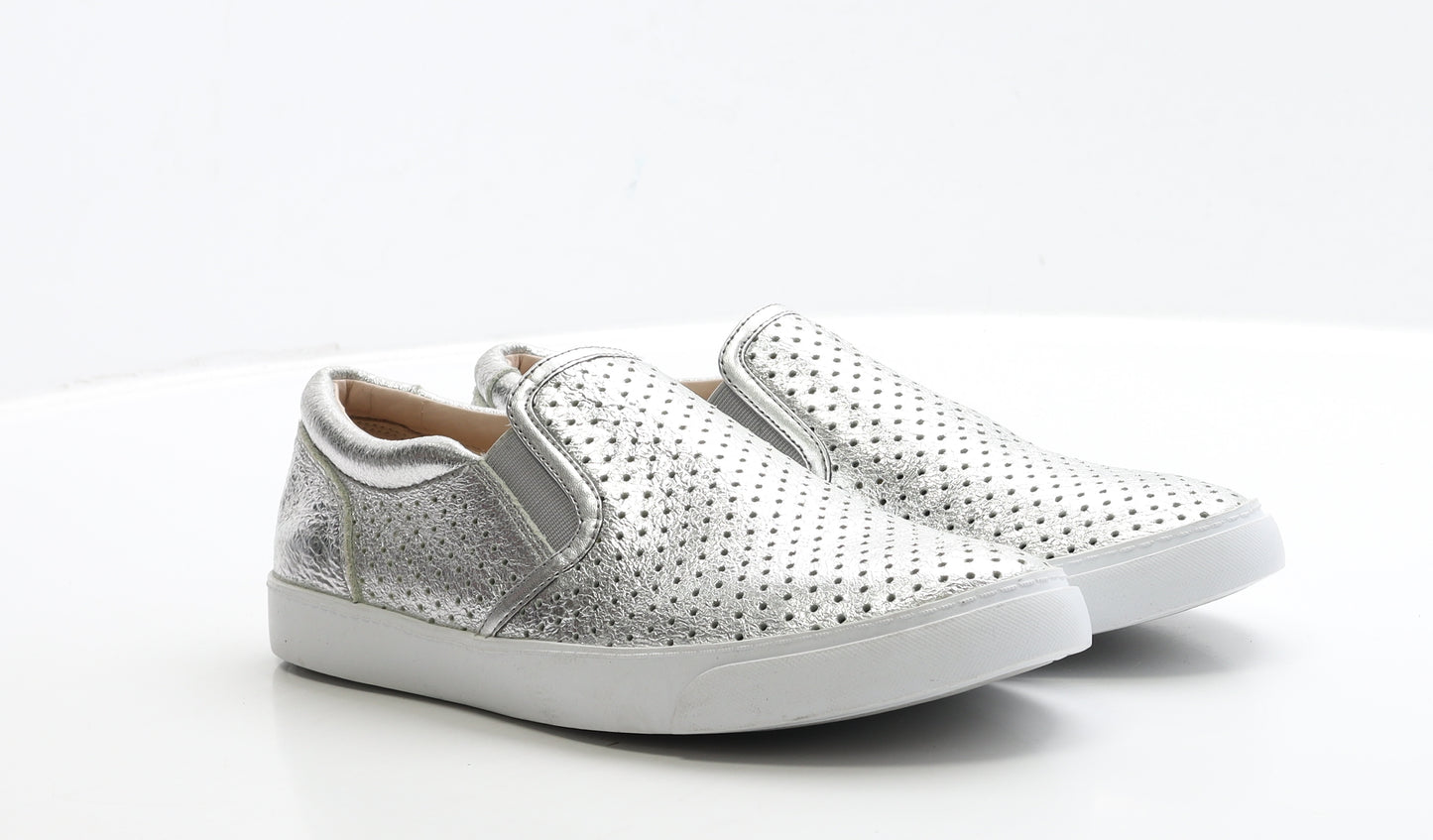 Clarks Womens Silver Leather Loafer Flat UK 6.5 40