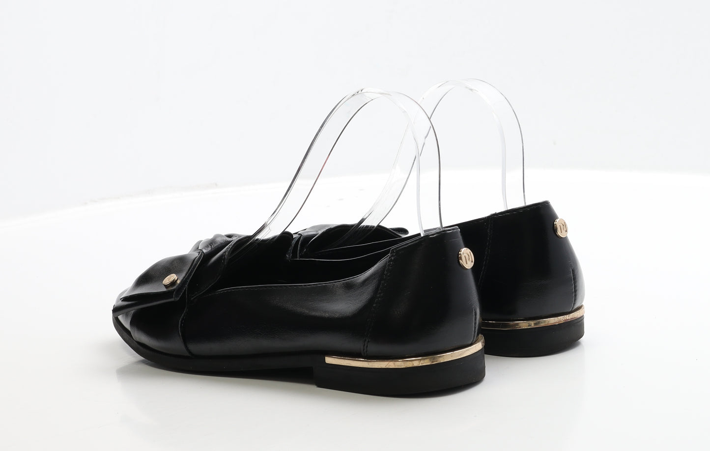 River Island Womens Black Leather Loafer Flat UK 5 38