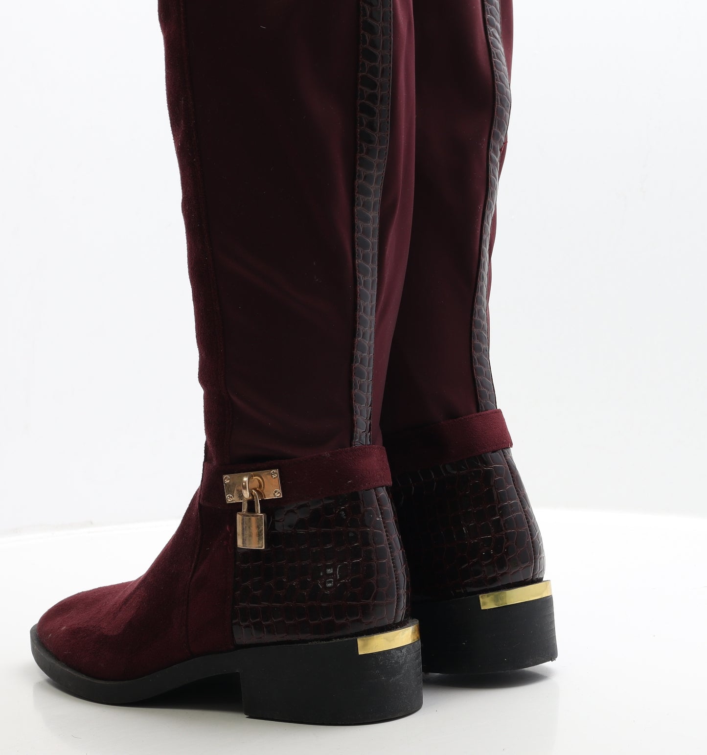 River Island Womens Red Suede Bootie Boot UK 6