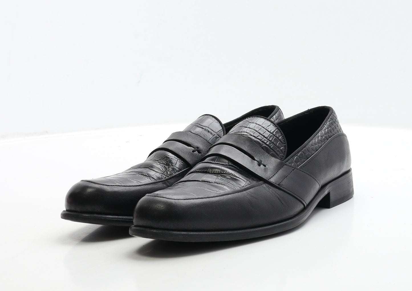 Zara Mens Black Leather Monk Dress UK 8 41