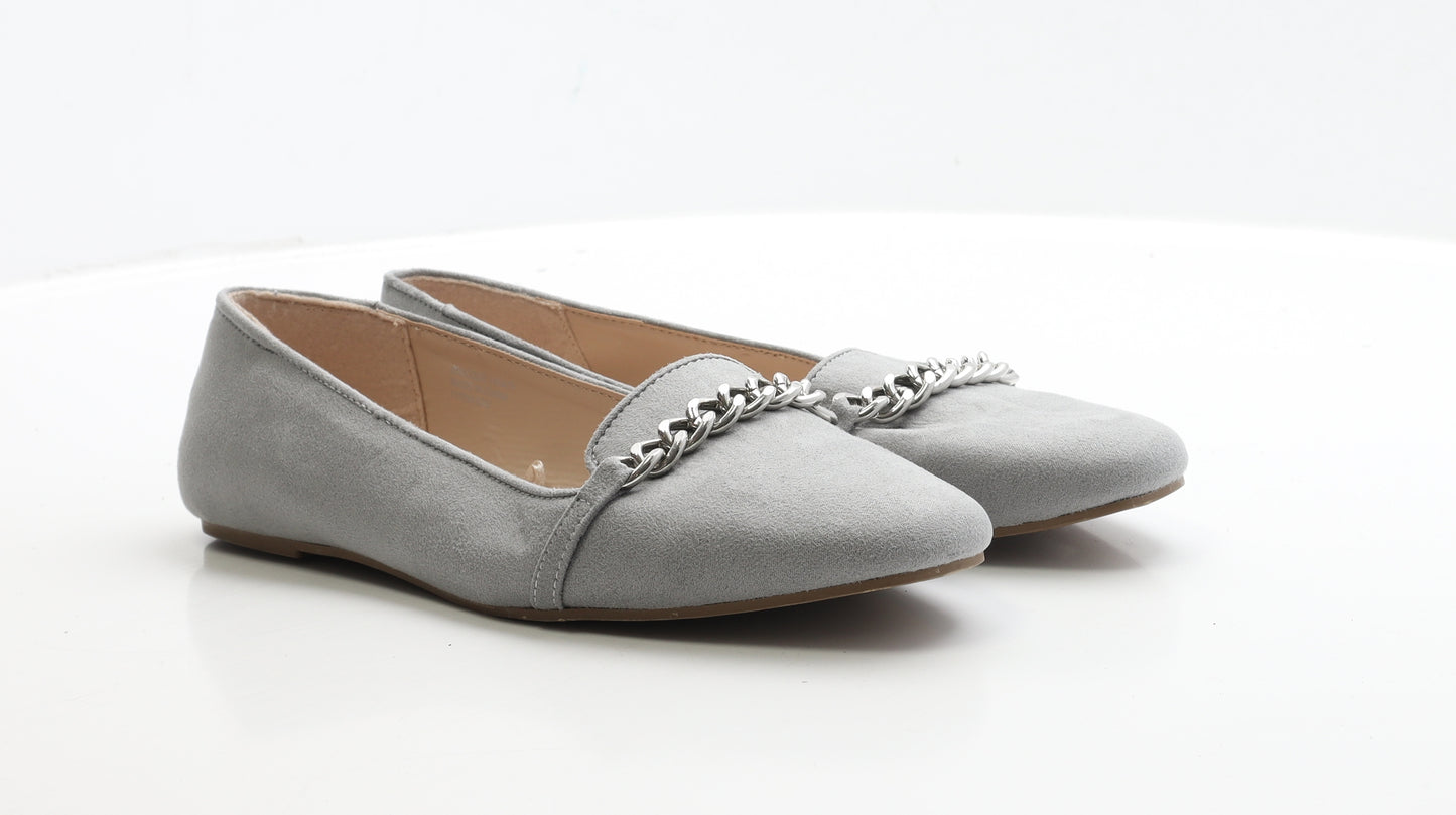 Primark Womens Grey Suede Loafer Flat UK 8 41