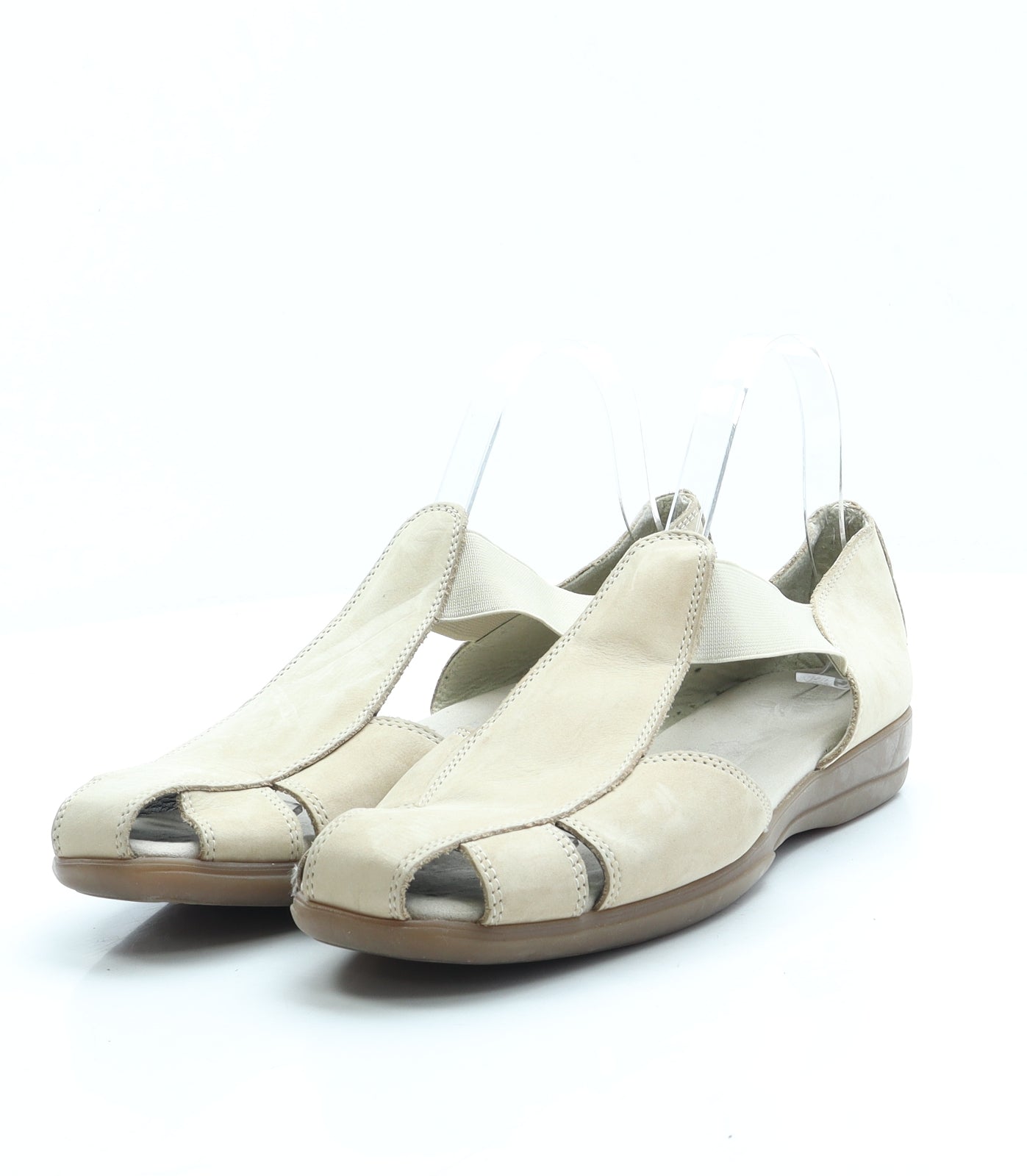 FootGlove Womens Beige Leather Slip On Sandal UK 8