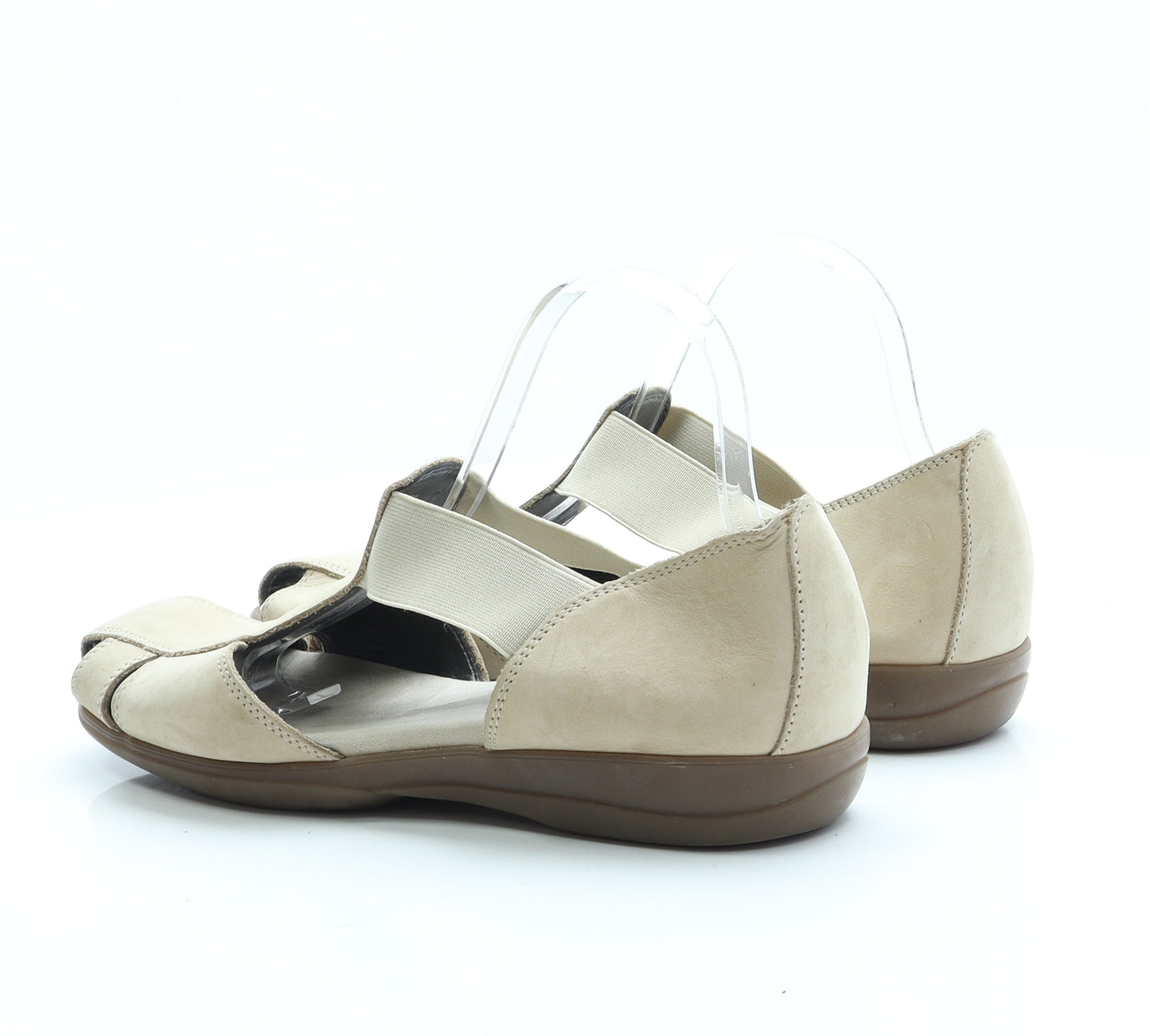 FootGlove Womens Beige Leather Slip On Sandal UK 8