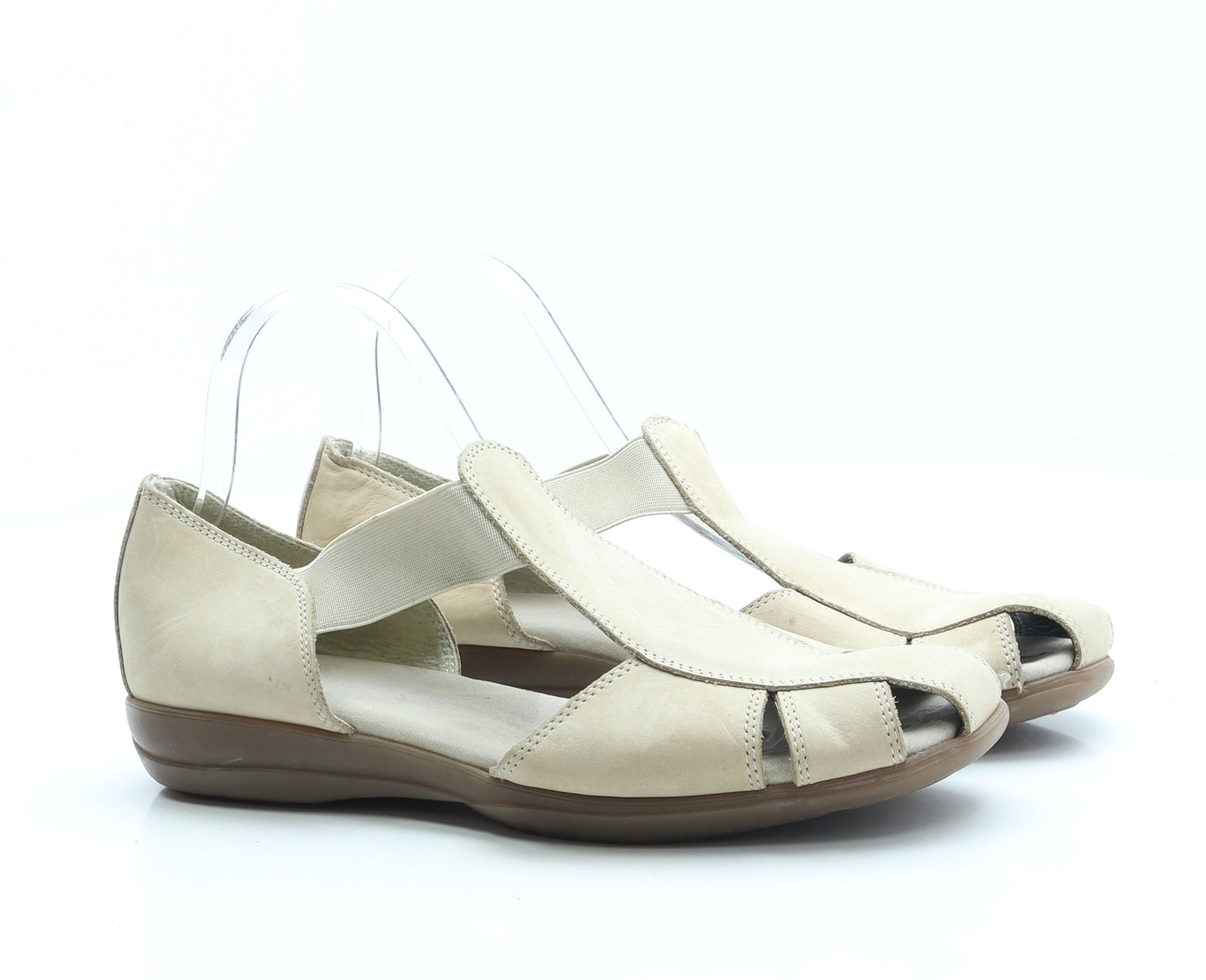FootGlove Womens Beige Leather Slip On Sandal UK 8