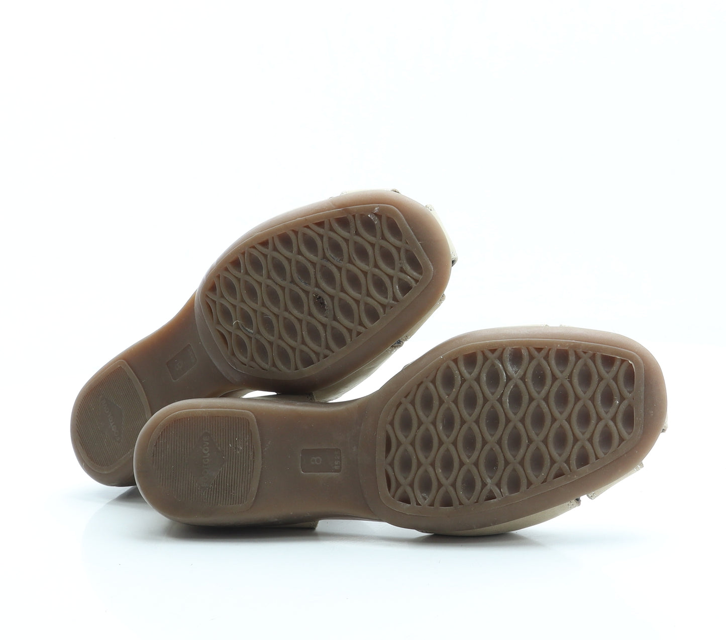 FootGlove Womens Beige Leather Slip On Sandal UK 8