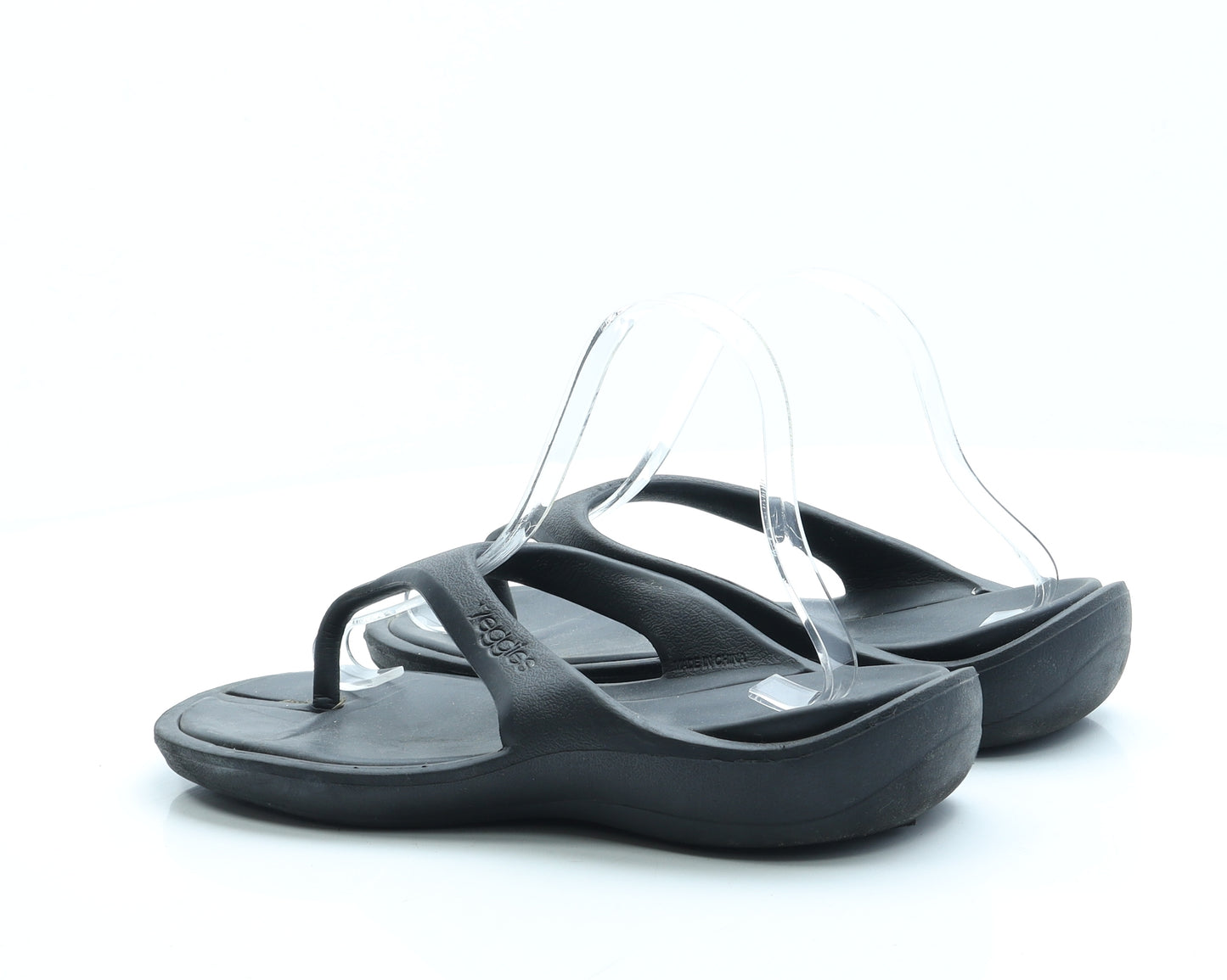 Veggies Womens Black Rubber Thong Sandal UK 8 40