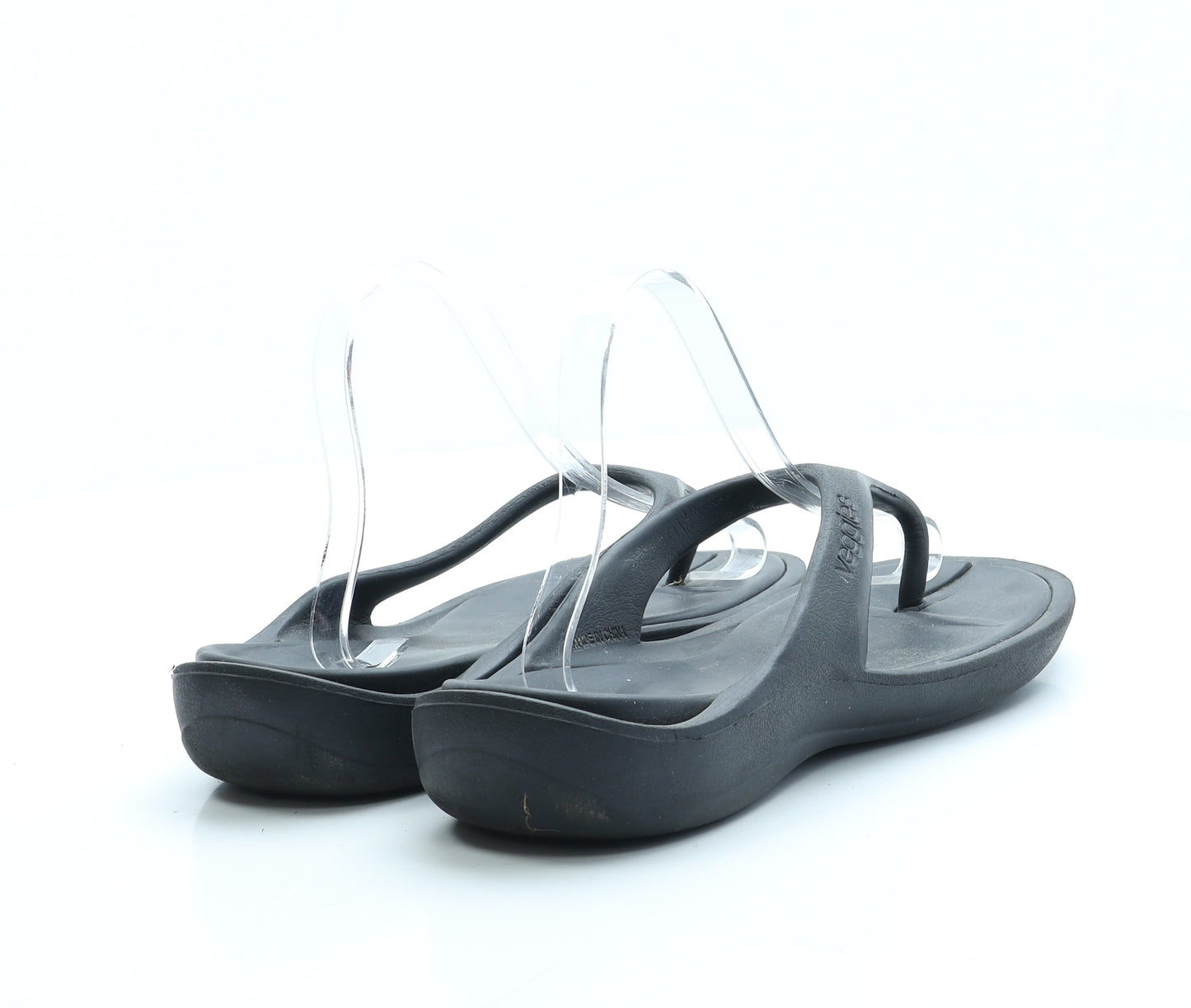 Veggies Womens Black Rubber Thong Sandal UK 8 40