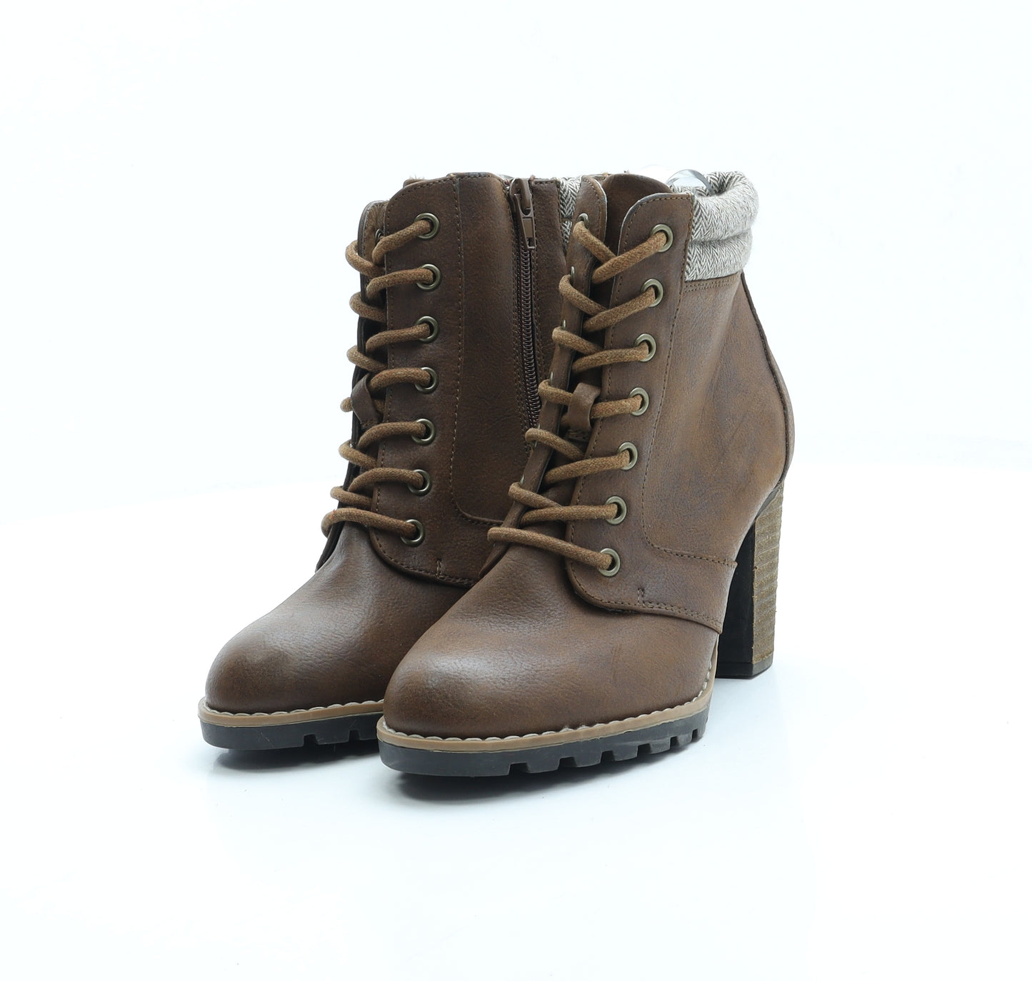 Anna Field Womens Brown Leather Bootie Boot UK 4 37