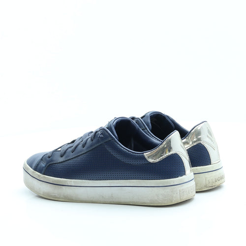 Skechers Womens Blue Leather Trainer UK 4 37