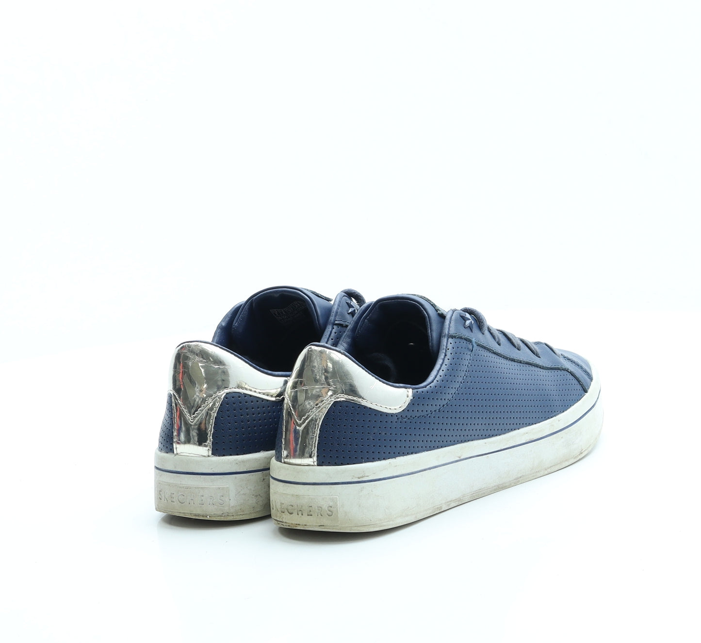 Skechers Womens Blue Leather Trainer UK 4 37