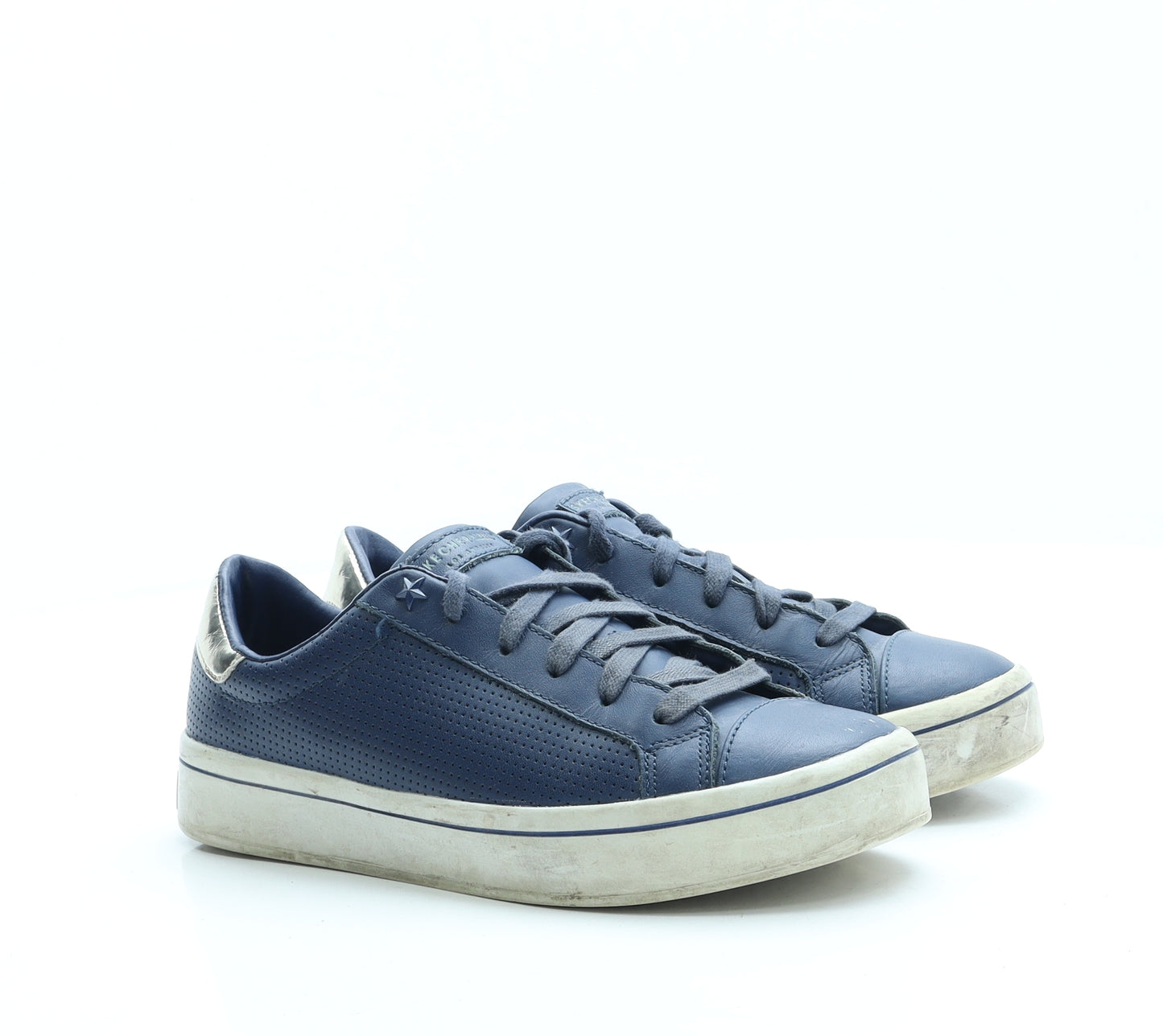 Skechers Womens Blue Leather Trainer UK 4 37