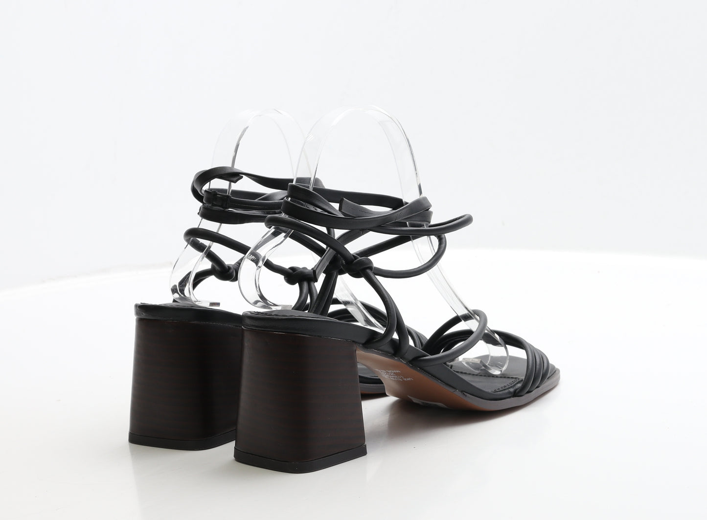 ASOS Womens Black Leather Strappy Heel UK 6 39