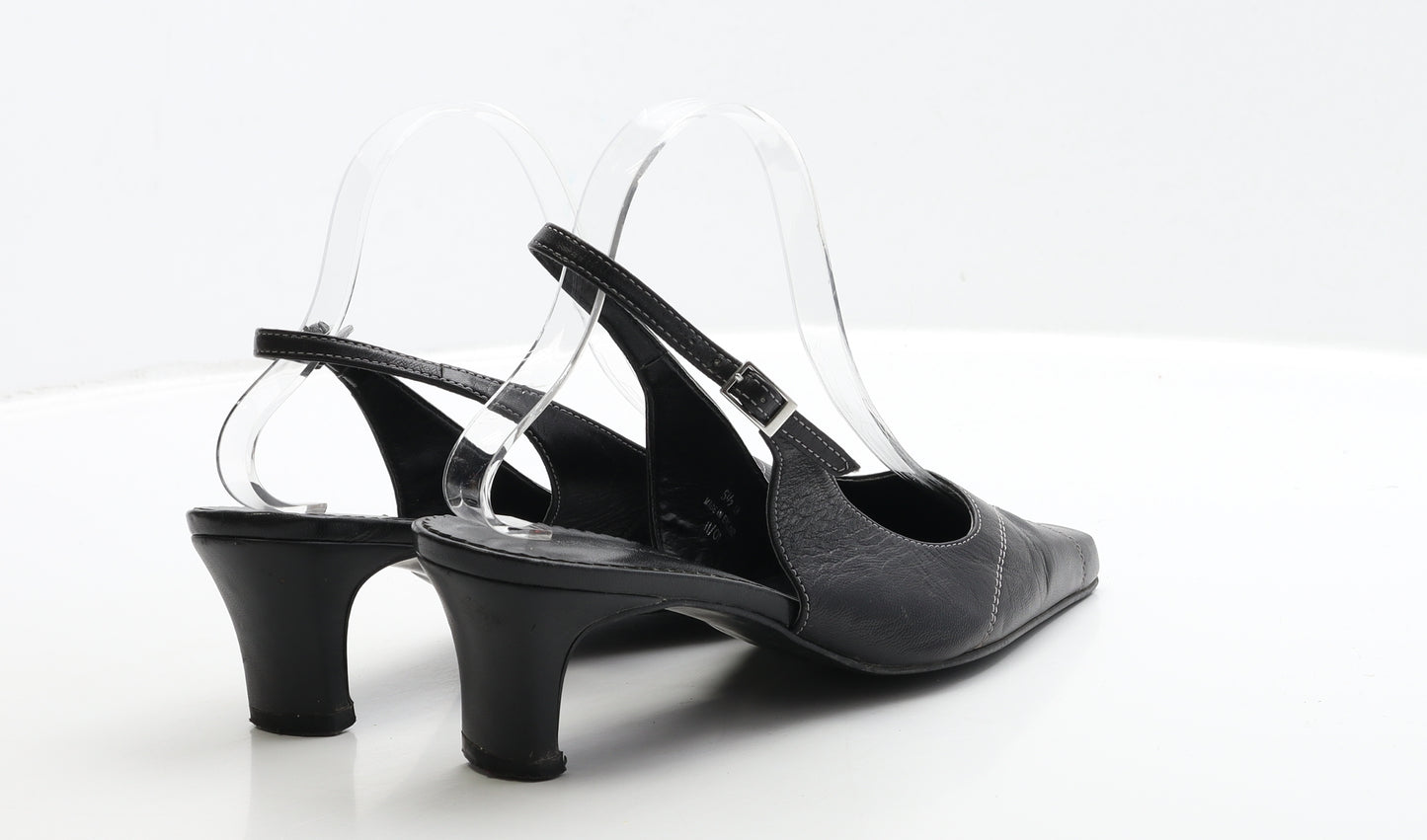 Marks and Spencer Womens Black Leather Slingback Flat UK 5.5 - Wide Fit