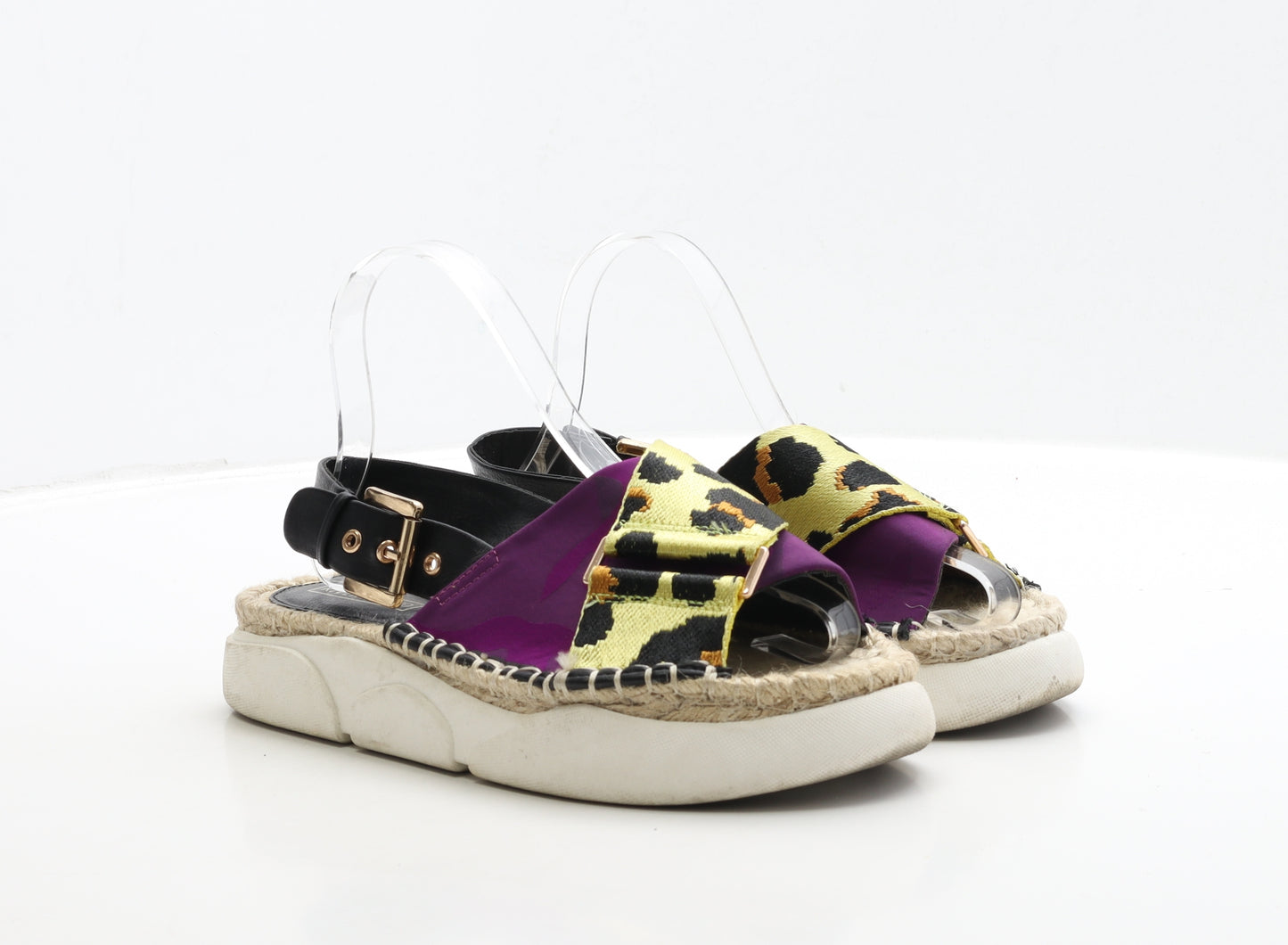 River Island Womens Multicoloured Geometric Polyester Slingback Sandal UK 6