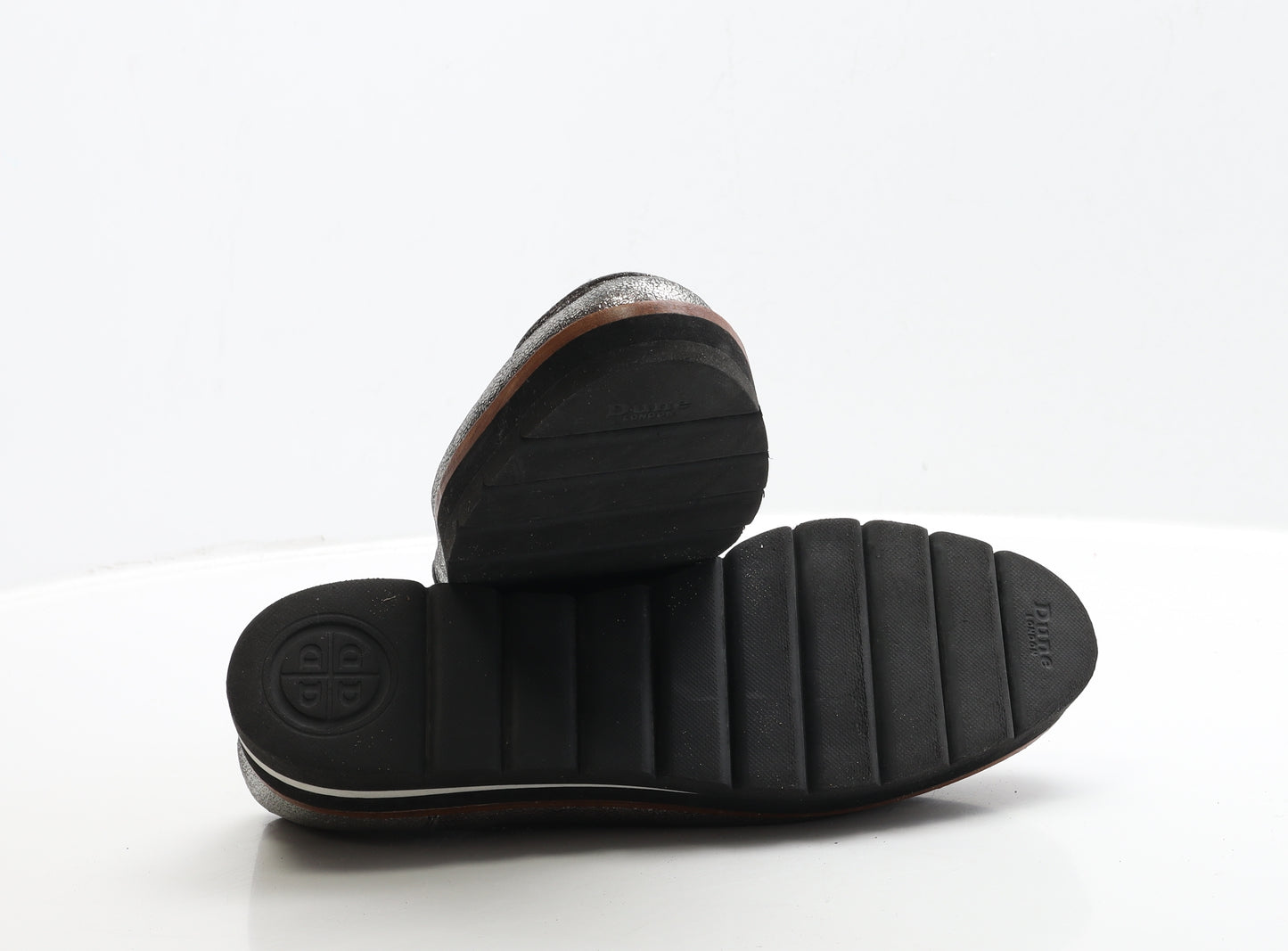 Dune Womens Silver Leather Loafer Flat UK 6 39