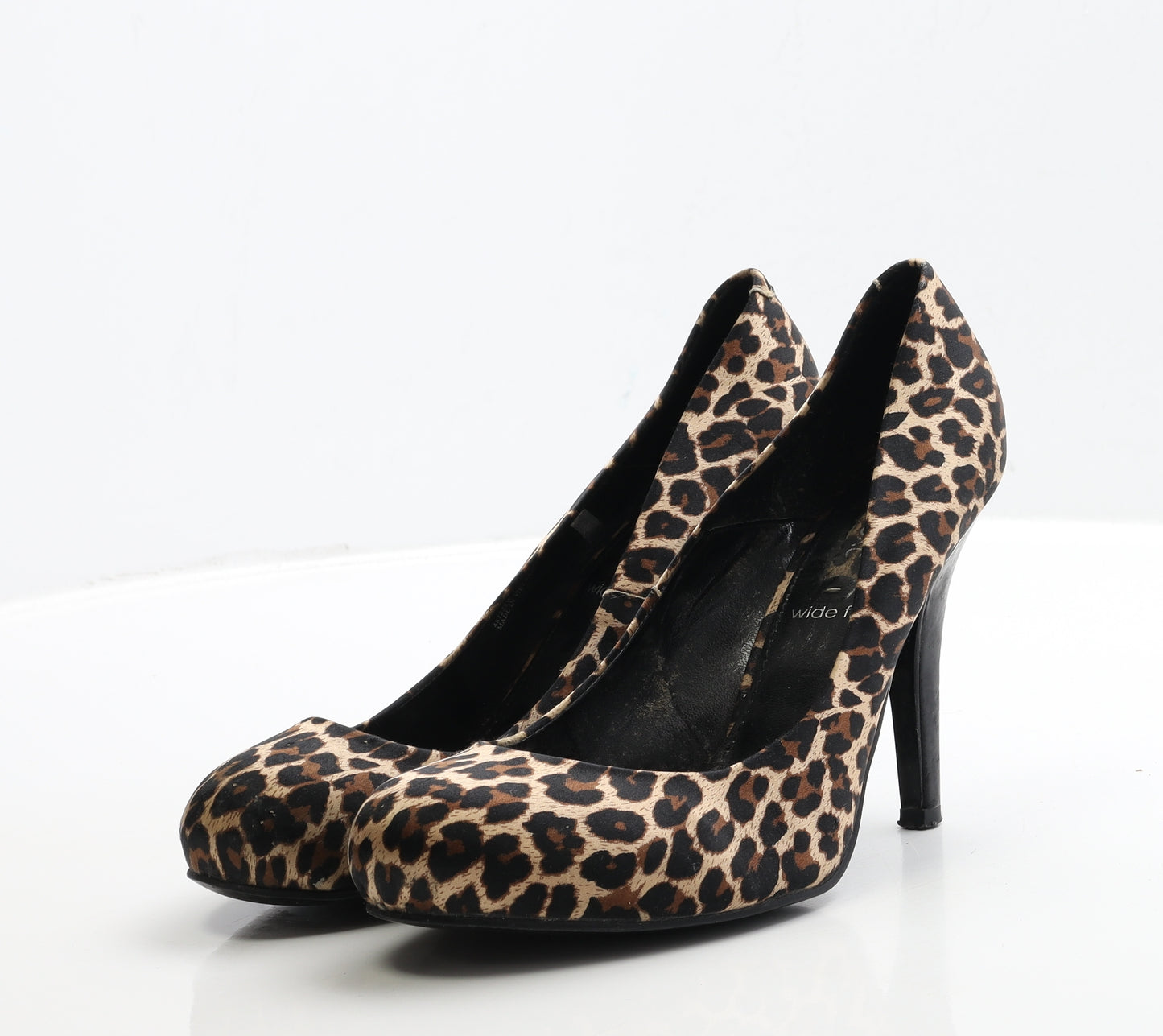 NEXT Womens Brown Animal Print Faux Silk Court Heel UK 7 41 - Wide Fit