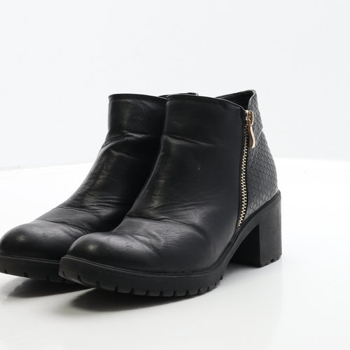 Atmosphere Womens Black Leather Bootie Boot UK 3 36
