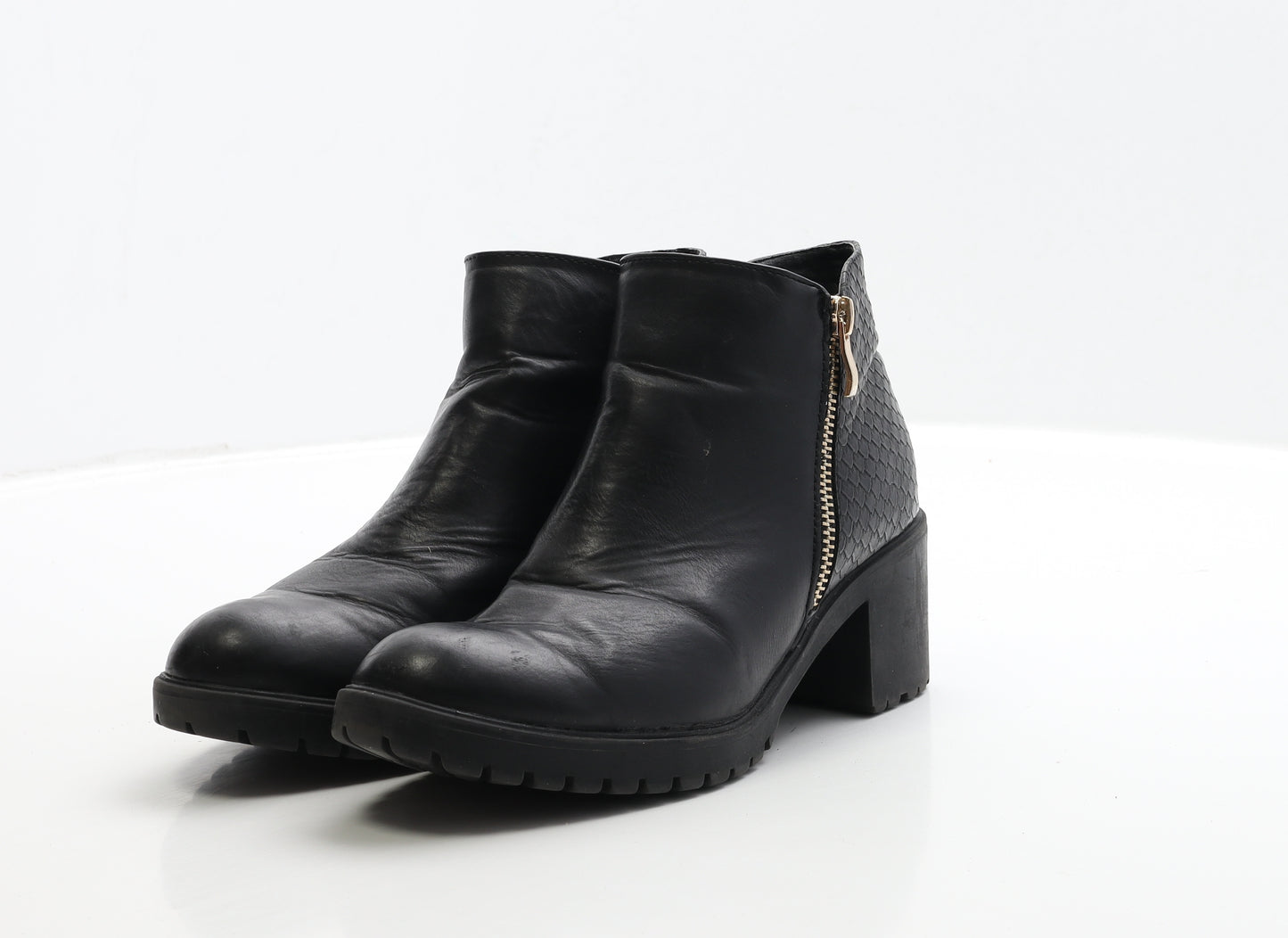 Atmosphere Womens Black Leather Bootie Boot UK 3 36