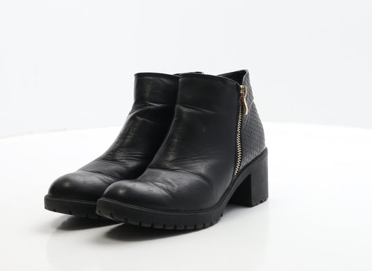 Atmosphere Womens Black Leather Bootie Boot UK 3 36
