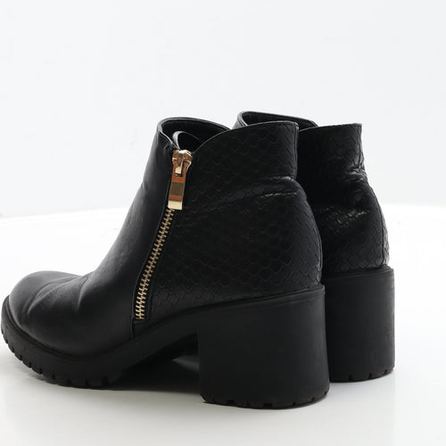 Atmosphere Womens Black Leather Bootie Boot UK 3 36