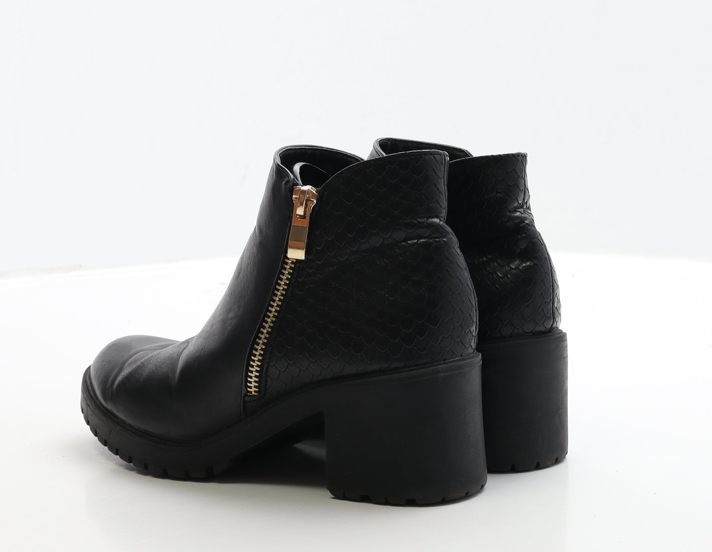 Atmosphere Womens Black Leather Bootie Boot UK 3 36