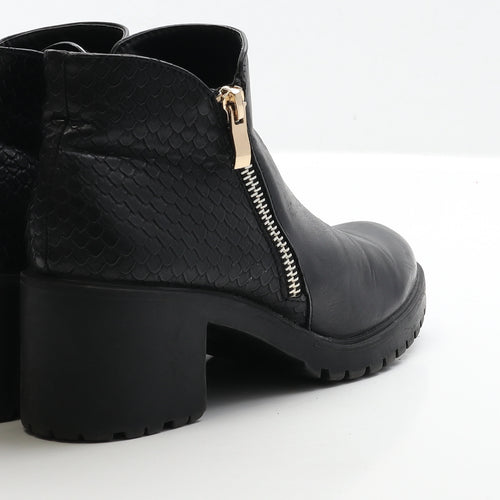 Atmosphere Womens Black Leather Bootie Boot UK 3 36