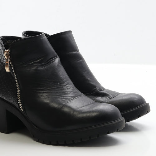 Atmosphere Womens Black Leather Bootie Boot UK 3 36