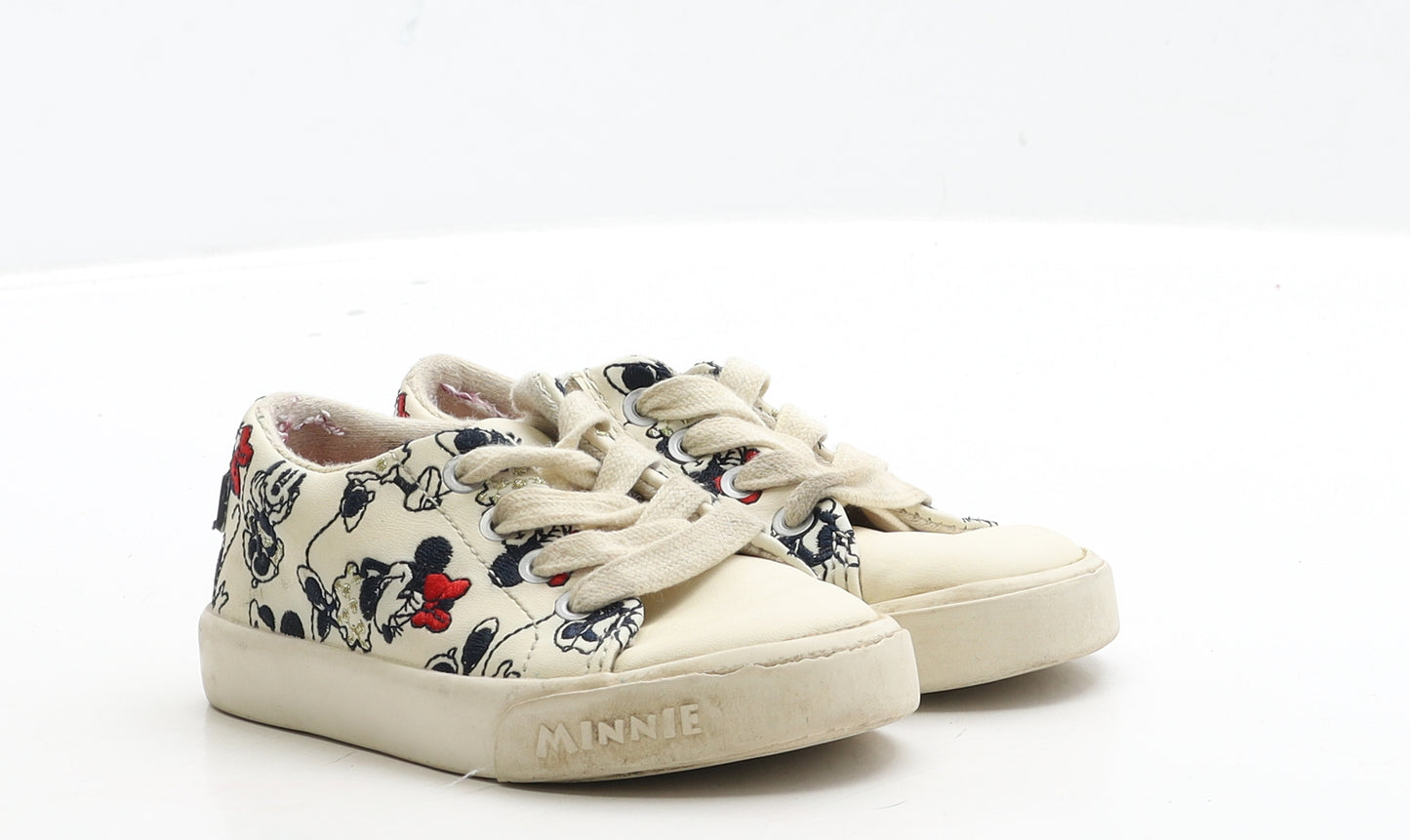 Zara Girls Beige Polyester Trainer Casual UK 5 23 - Mickey Mouse