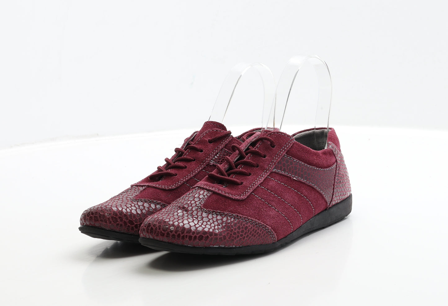 Cushion Walk Womens Red Leather Boat Shoe Flat UK 3