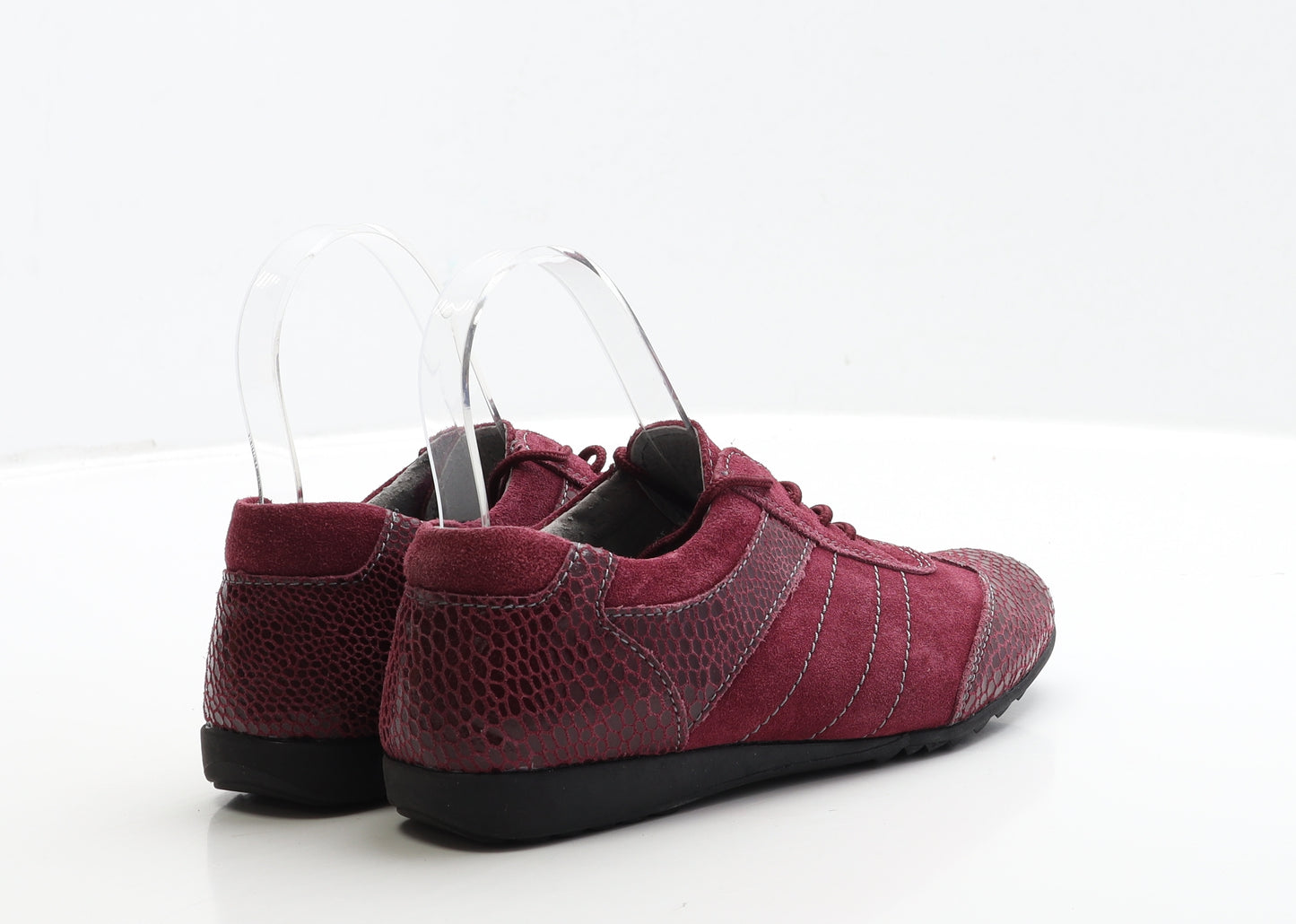 Cushion Walk Womens Red Leather Boat Shoe Flat UK 3