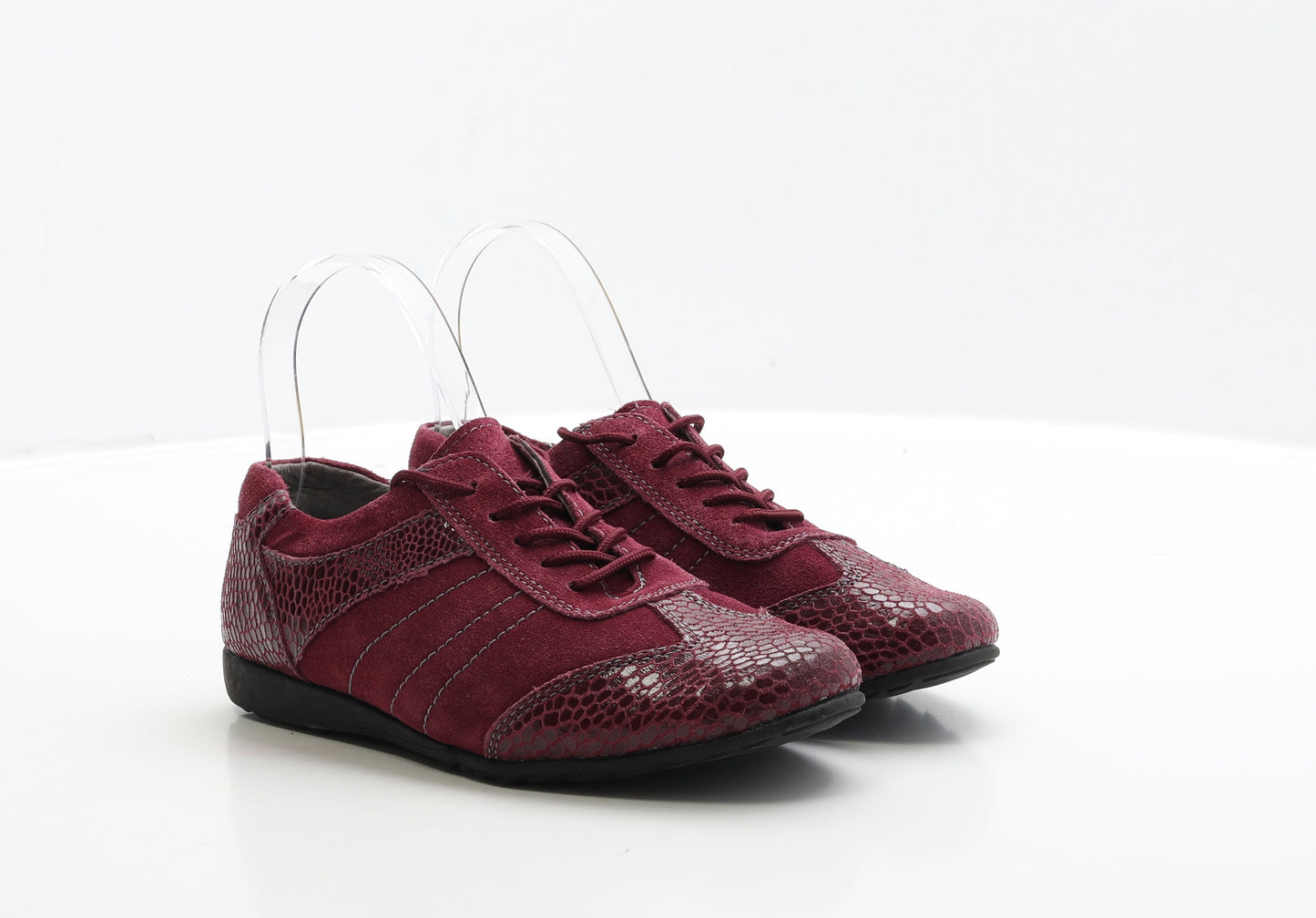 Cushion Walk Womens Red Leather Boat Shoe Flat UK 3