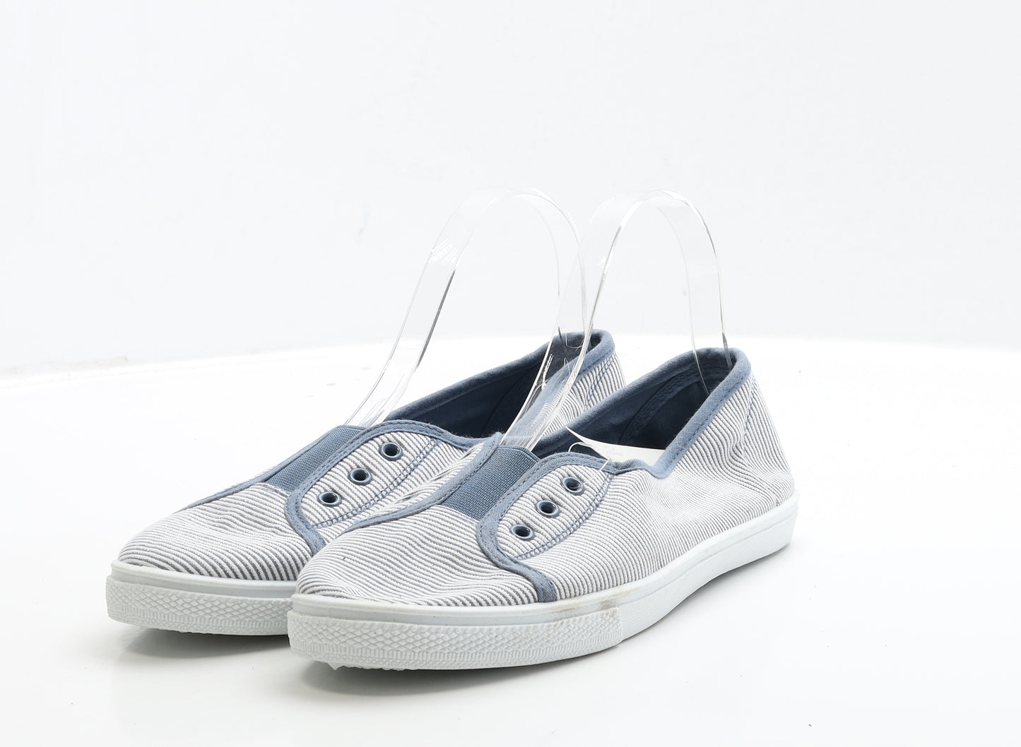 F&F Womens Blue Fabric Slip On Flat UK 6 39