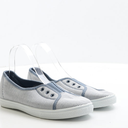 F&F Womens Blue Fabric Slip On Flat UK 6 39